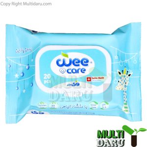 دستمال مرطوب کودک وى کر با عصاره روغن پنبه دانه 20 عددى