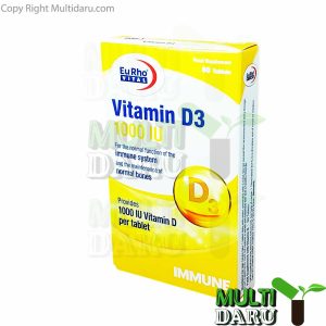 خرید و قیمت قرص ویتامین دی 3 1000 یوروویتال 60 عددی