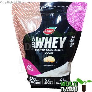پودر پروتئین 100 درصد وی کاله کیسه ای 650 گرم طعم بیسکوئیت