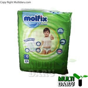 بررسی قیمت و خرید پوشک مولفیکس سایز6 بالای 15 کیلوگرم 24 عددی